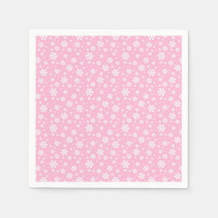 White Snowflakes on Light Pink Winter Pattern Napkins