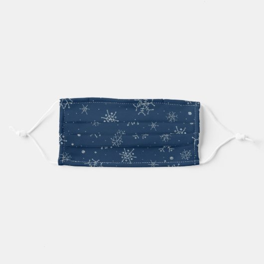 White Snowflakes on Navy Blue | Winter Face Mask (Front, Folded)