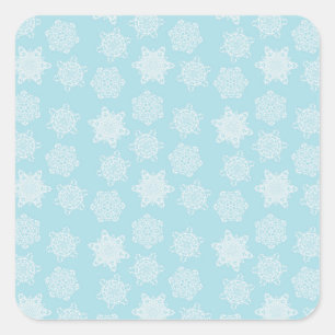 White Snowflakes on Pale Blue Christmas Stickers