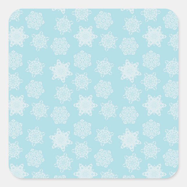 White Snowflakes on Pale Blue Christmas Stickers (Front)