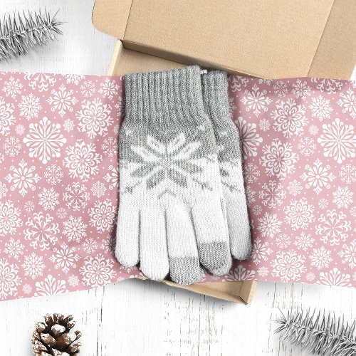 White Snowflakes On Pink Christmas Tissue Paper