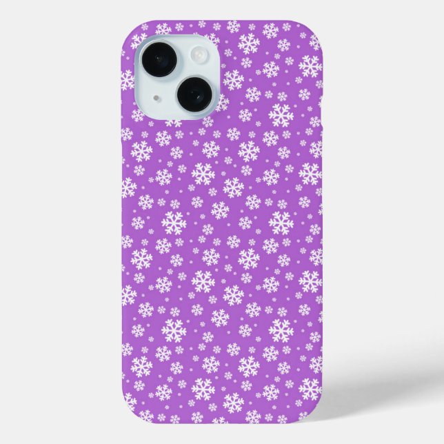 White Snowflakes on Purple Winter Pattern Case-Mate iPhone Case (Back)