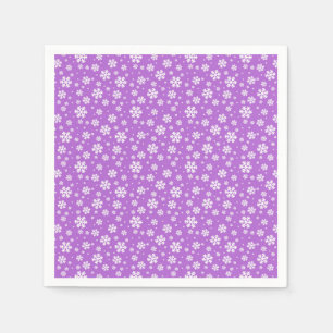 White Snowflakes on Purple Winter Pattern Napkins