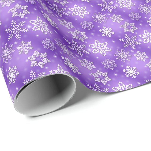 white snowflakes on purple wrapping paper (Roll Corner)