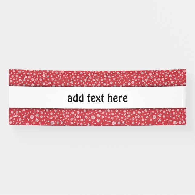 White Snowflakes on Red Background Banner (Horizontal)