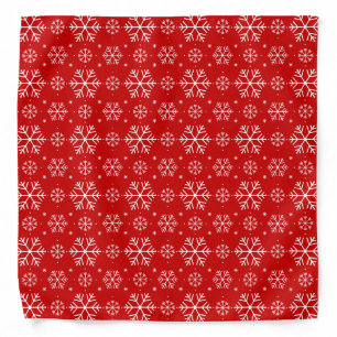 White Snowflakes on Red Background Christmas Bandana