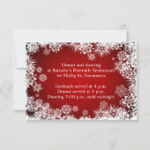 White snowflakes on red Reception Invite (Back)