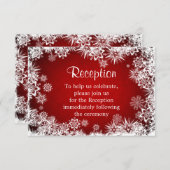 White snowflakes on red Reception Invite (Front/Back)