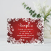 White snowflakes on red Reception Invite (Standing Front)