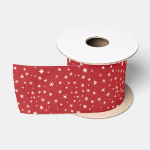 White Snowflakes on Red Satin Ribbon