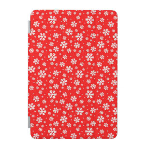 White Snowflakes on Red Winter Pattern iPad Mini Cover