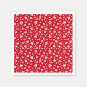 White Snowflakes on red Winter Pattern Napkins
