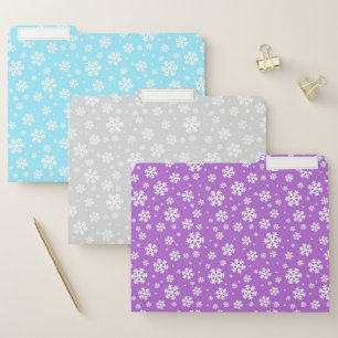 White Snowflakes on Silver, Blue & Purple File Folder