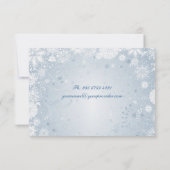 White snowflakes on silver blue RSVP Invitation (Back)