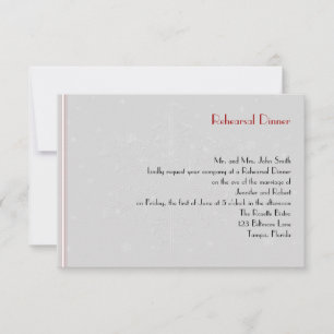 White Snowflakes on Silver Wedding Rehearsal Invitation