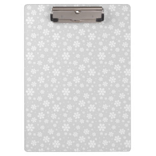 White Snowflakes on Silver Winter Pattern Clipboard