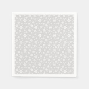 White Snowflakes on Silver Winter Pattern Napkins