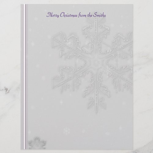 White Snowflakes on Silver with Purple Accents