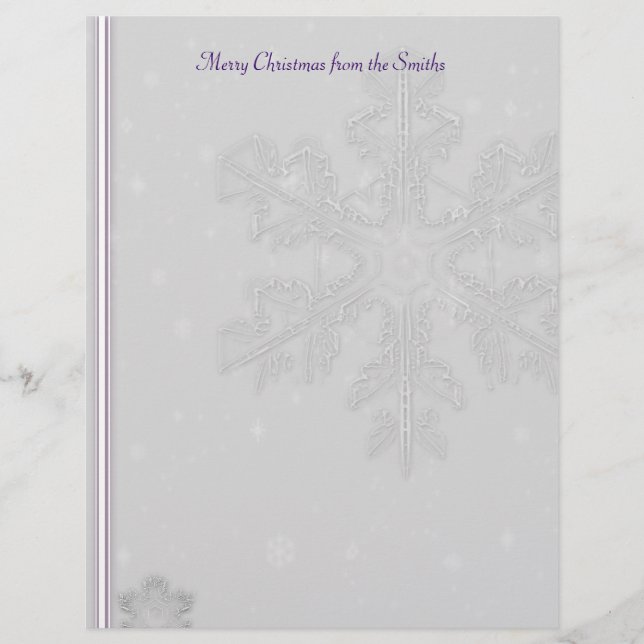 White Snowflakes on Silver with Purple Accents (Front)