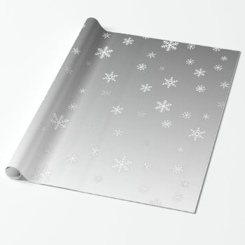 White Snowflakes On Silver Wrapping Paper by ArtByApril at Zazzle