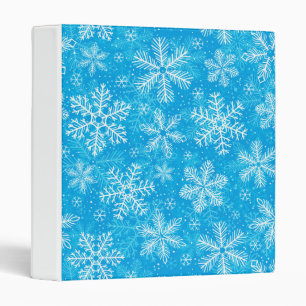 White snowflakes pattern 3 ring binder
