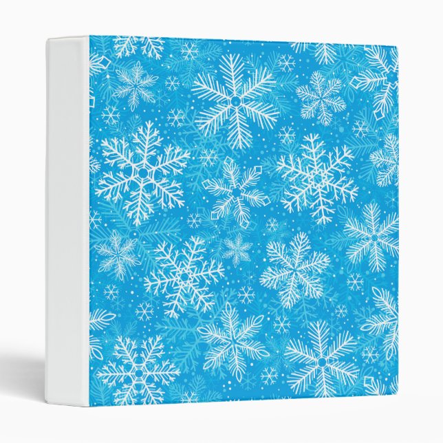 White snowflakes pattern 3 ring binder (Front/Spine)