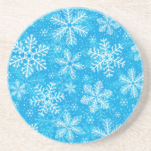 White snowflakes pattern drink coaster