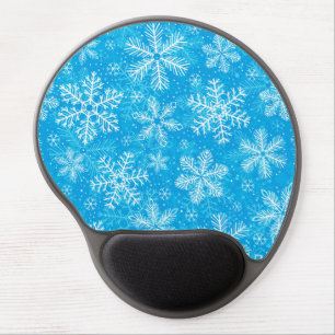 White snowflakes pattern gel mouse pad