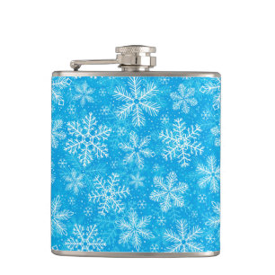 White snowflakes pattern hip flask