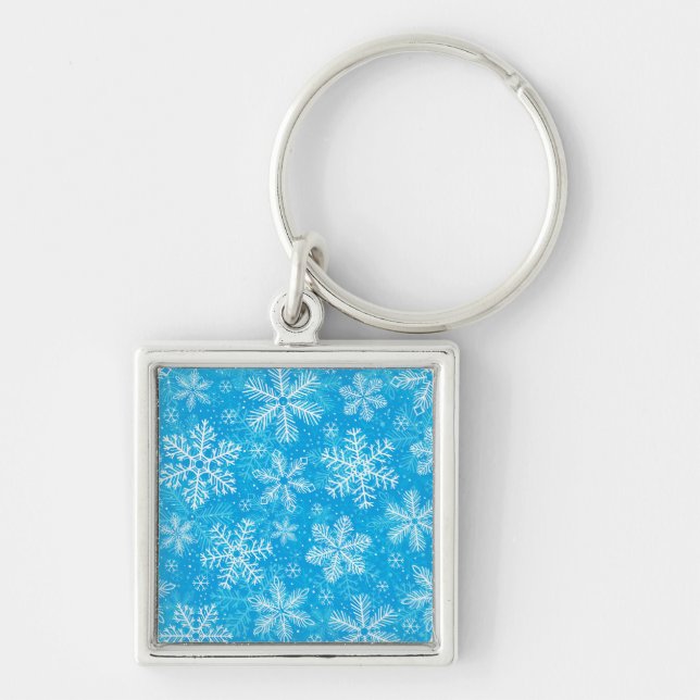 White snowflakes pattern keychain (Front)