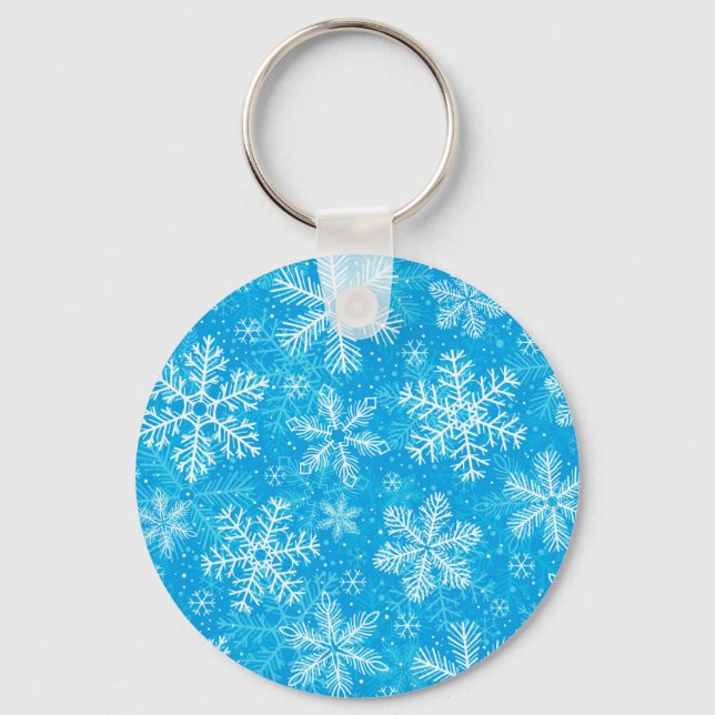 White snowflakes pattern keychain (Front)