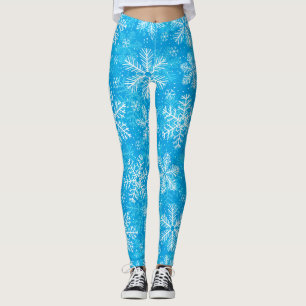 White snowflakes pattern leggings