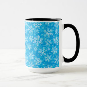 White snowflakes pattern mug