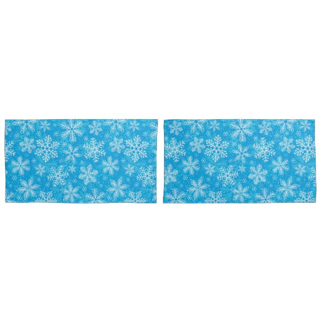 White snowflakes pattern pillow case (Front-Set)