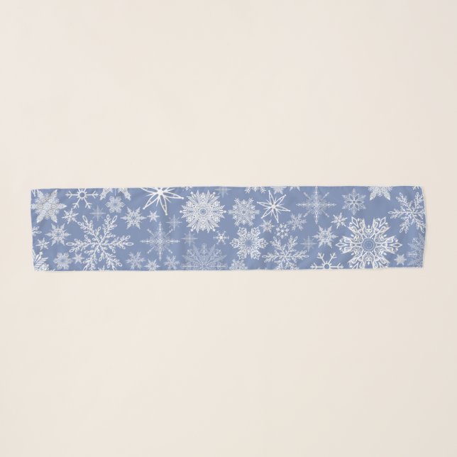 White Snowflakes Pattern Scarf (Front (Horizontal))