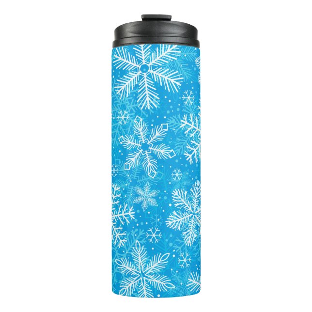 White snowflakes pattern thermal tumbler (Front)