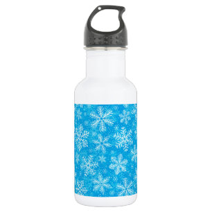 White snowflakes pattern water bottle