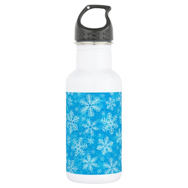 White snowflakes pattern water bottle (Front)