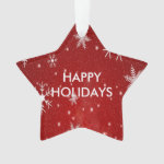White Snowflakes Red Star Shape Acrylic Ornament