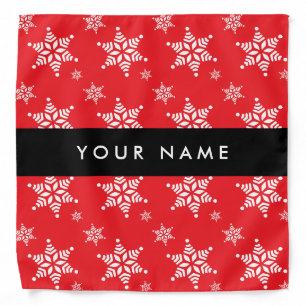 White Snowflakes, Red, Your name, Personalize Bandana