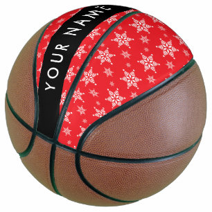 White Snowflakes, Red, Your name, Personalize Basketball