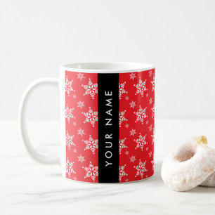 White Snowflakes, Red, Your name, Personalize Coffee Mug