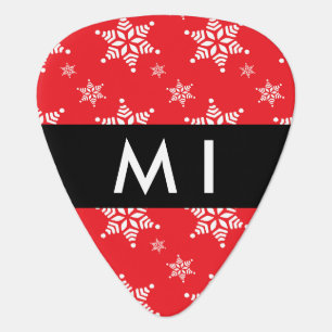 White Snowflakes, Red, Your name, Personalize Guitar Pick