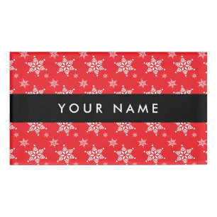White Snowflakes, Red, Your name, Personalize Name Tag