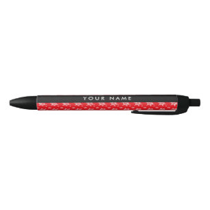 White Snowflakes, Red, Your name, Personalize Pen