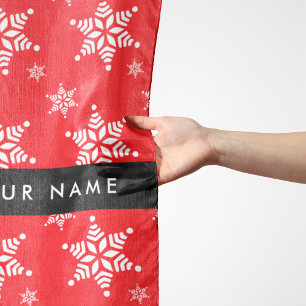 White Snowflakes, Red, Your name, Personalize Scarf