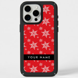 White Snowflakes, Red, Your name, Personalize iPhone 15 Pro Max Case