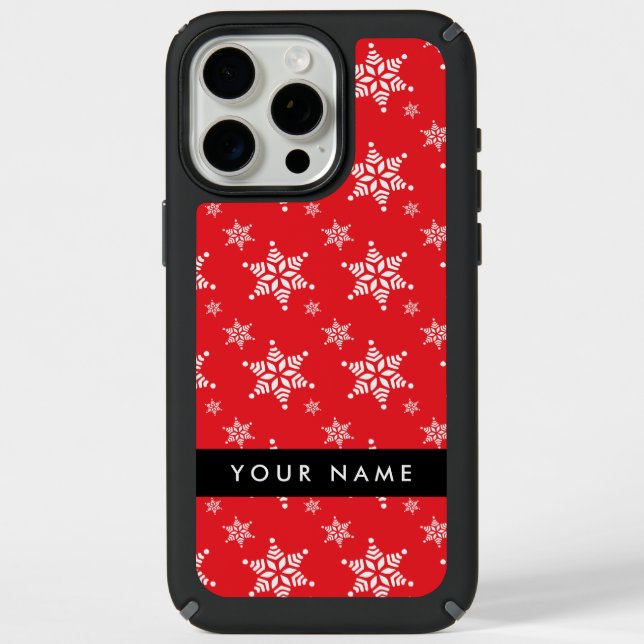 White Snowflakes, Red, Your name, Personalize Speck iPhone Case (Front)