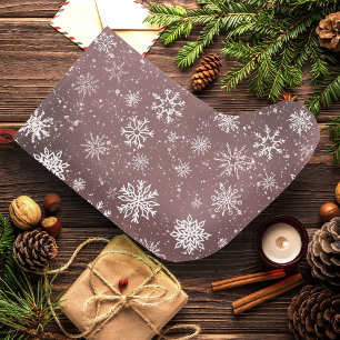 White Snowflakes Rose Pink Large Christmas Stocking