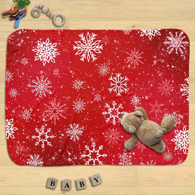 White Snowflakes Ruby Red Baby Blanket (Creator Uploaded)